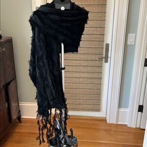 Elegant Black Fringe Scarf